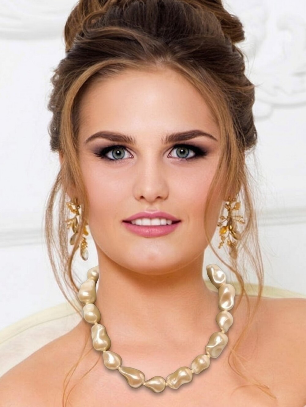 💛▪️Camila Coelho ▪️Elegant Gold Baroque Pearl 18in Necklace